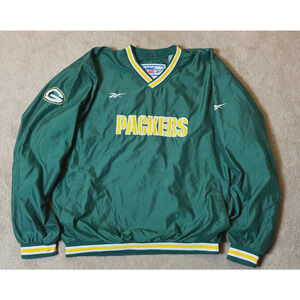 VTG Green Bay Packers Jacket Mens XL Reebok NFL Pro Line Windbreaker Lined 90s